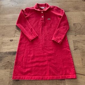 Lacoste Kids Bright Red Long Sleeve polo Dress size 6
